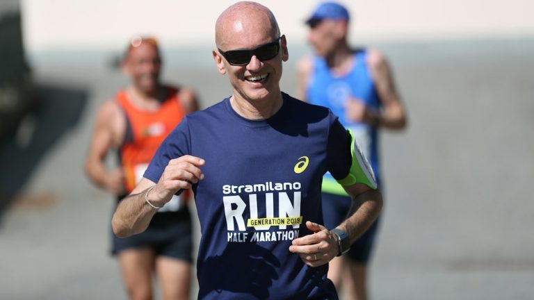 three men running